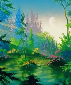 Green Fantasy Forest Garden Paint By Numbers
