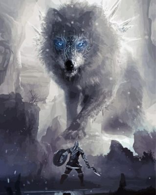 Grey Fenris Wolf Paint By Numbers