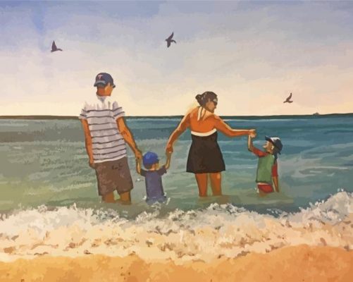 Happy Family Beach Day Paint By Numbers