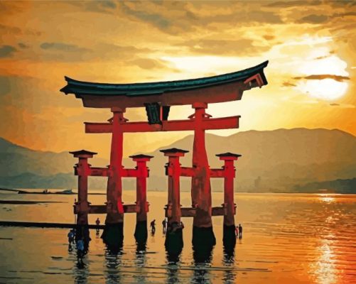 Japanese Torii Gate Paint By Numbers