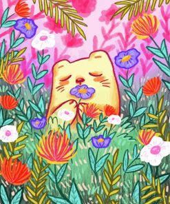 Little Bear In Flower Field Art Paint By Numbers