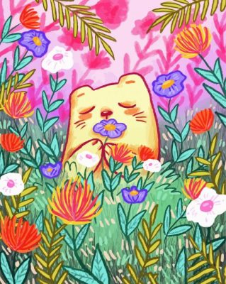 Little Bear In Flower Field Art Paint By Numbers