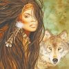 Native Indian Woman And Wolf Art Paint By Numbers
