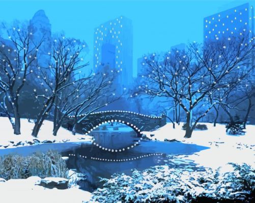 Night Central Park Winter Art Paint By Numbers