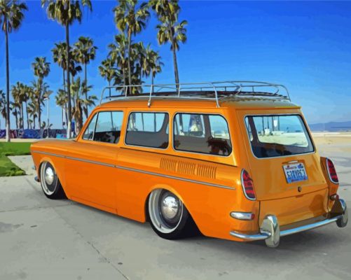 Orange Volkswagen Fastback Illustration Paint By Numbers