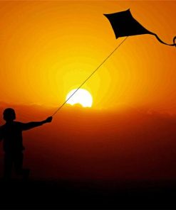Flying Kite Silhouette Paint By Numbers