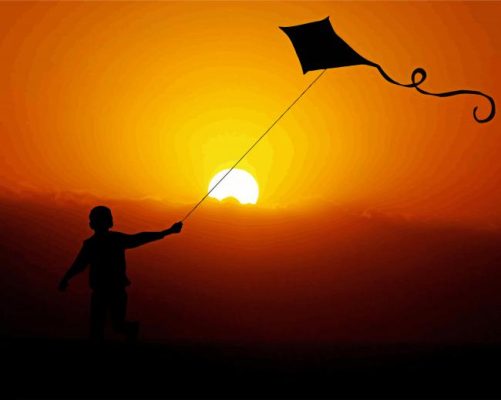 Flying Kite Silhouette Paint By Numbers