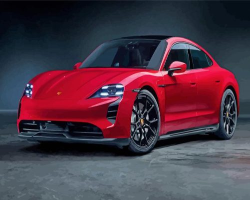 Porsche Taycan Red Car Paint By Numbers