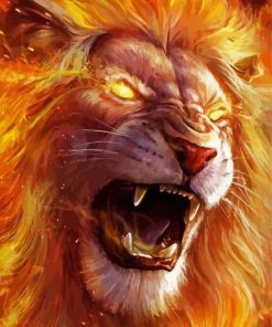 Powerful Lion Roaring Paint By Numbers