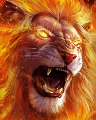 Powerful Lion Roaring Paint By Numbers