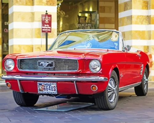 Red 1966 Mustang Paint By Numbers