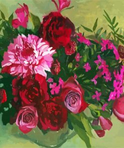 Red And Pink Flower Bouquet Art Paint By Numbers
