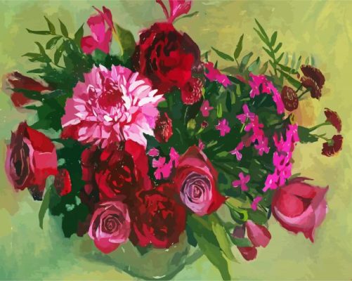 Red And Pink Flower Bouquet Art Paint By Numbers