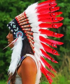 Red Indian Headdress Paint By Numbers