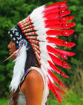 Red Indian Headdress Paint By Numbers