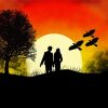 Romantic Couple Silhouette And Tree Paint By Numbers