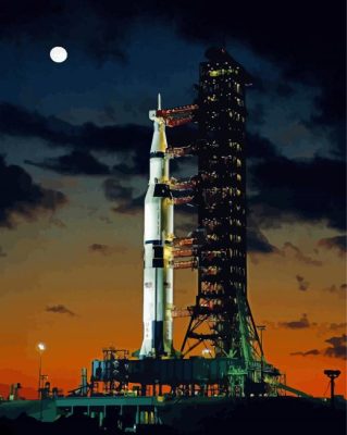 Saturn V Space Rocket Paint By Numbers