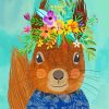 Squirrel With Floral Crown Paint By Numbers