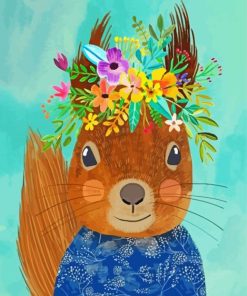 Squirrel With Floral Crown Paint By Numbers