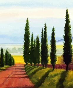 Tuscany Cypress Trees Art Paint By Numbers