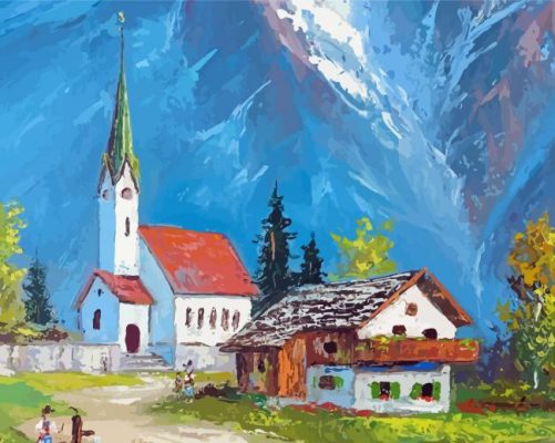 Vintage Alpine Village Paint By Numbers