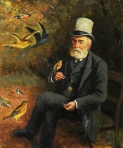 Vintage Man Feeding Birds Paint By Numbers