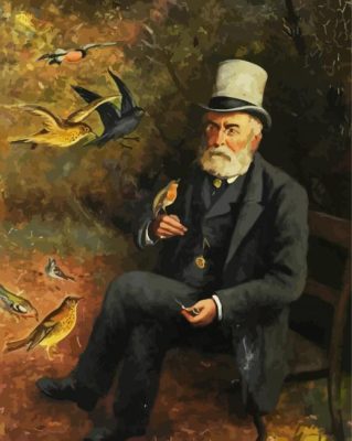 Vintage Man Feeding Birds Paint By Numbers