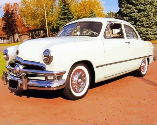 White 1950 Ford Paint By Numbers