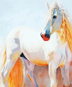 White Alone Horse Paint By Numbers