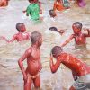 Aesthetic African Children Bathing Paint By Numbers