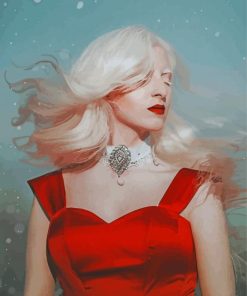 Albino Lady With Red Dress Paint By Numbers