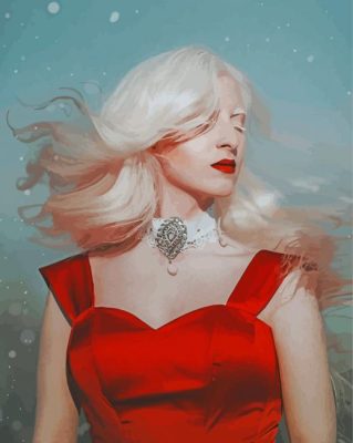 Albino Lady With Red Dress Paint By Numbers