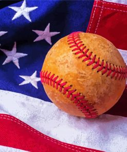 American Flag Baseball Paint By Numbers