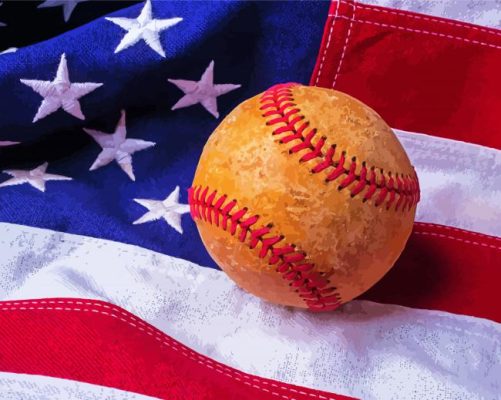 American Flag Baseball Paint By Numbers