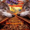 American Flag Wolves Art Paint By Numbers