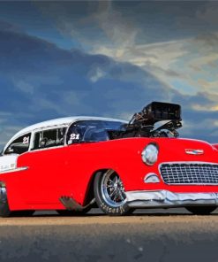 Antique Red 55 Chevy Car Paint By Numbers