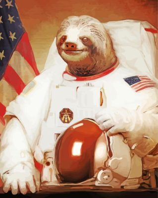 Astronaut Sloth In Suit Paint By Numbers