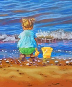Baby Girl At Beach Paint By Numbers