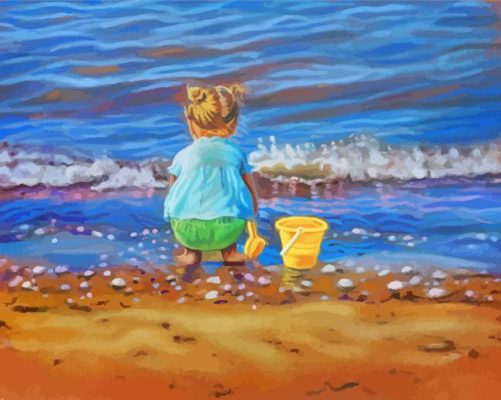 Baby Girl At Beach Paint By Numbers