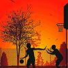 Basketball Player Silhouette At Sunset Paint By Numbers