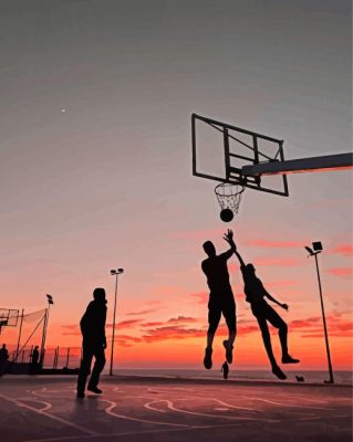 Basketball Players Silhouette Paint By Numbers