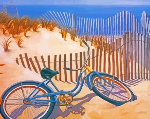 Beach Bike On Sand Paint By Numbers