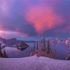 Beautiful View Of Crater Lake In Snow Paint By Numbers