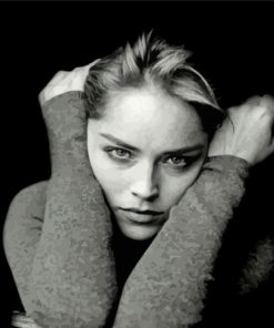 Black And White Sharon Stone Paint By Numbers