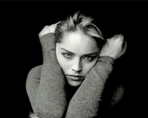 Black And White Sharon Stone Paint By Numbers