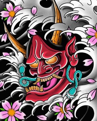 Blossom Japanese Demon Mask Paint By Numbers