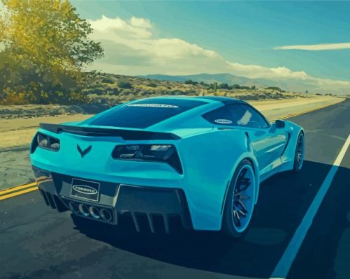 Blue C7 Corvette Paint By Numbers