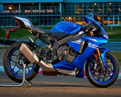 Blue Yamaha YZF R1 Motocross Paint By Numbers