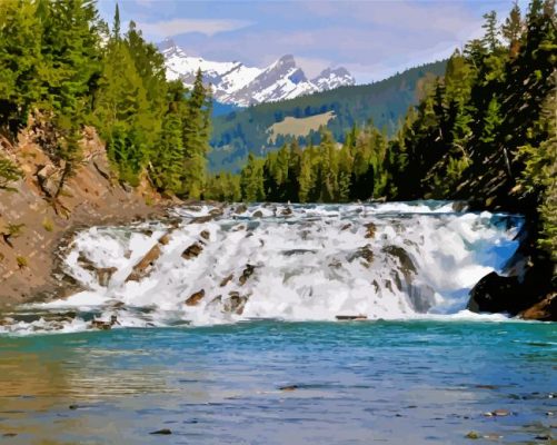 Bow Falls Landscape Paint By Numbers