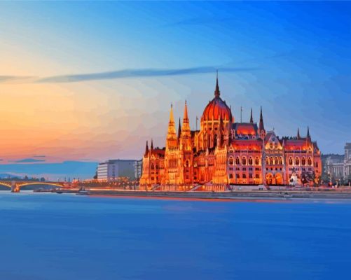 Budapest Parliament Sunset Paint By Numbers